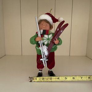 Christmas Elf Skiier Standing Shelf Holiday Decoration Wood & Plastic Ornament